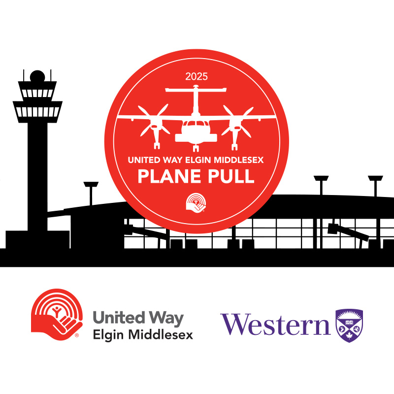 A graphic showing an airplane and an airport building.