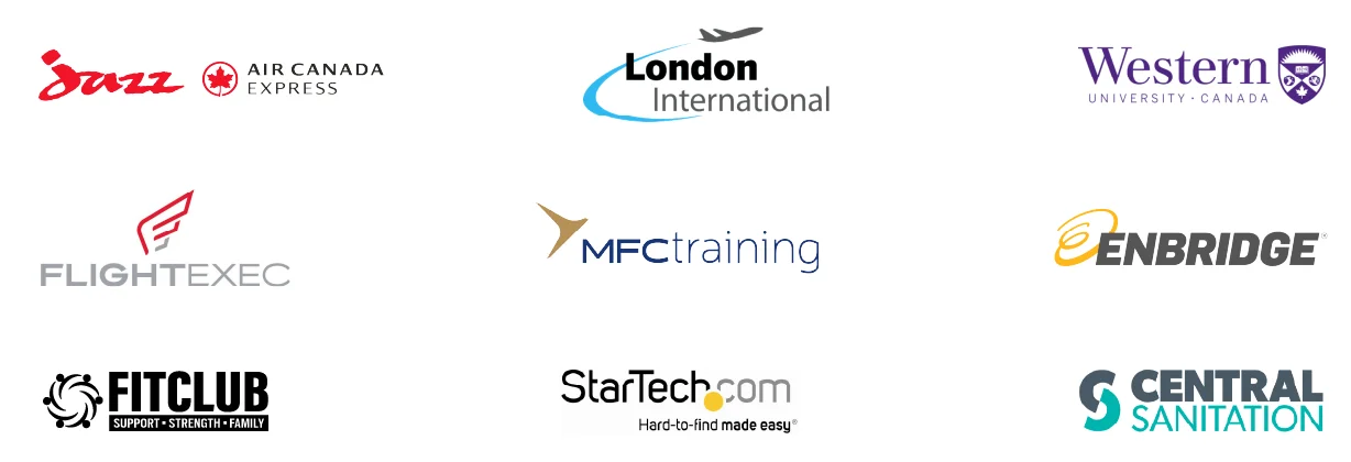 A series of company logos that sponsored the Plane Pull.