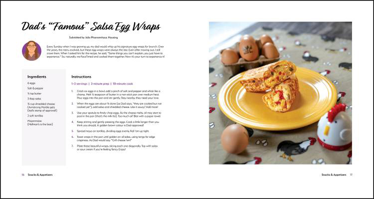 A sample recipe in an open book.