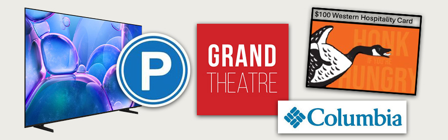 A series of logo and images showing prizes for 2025-26